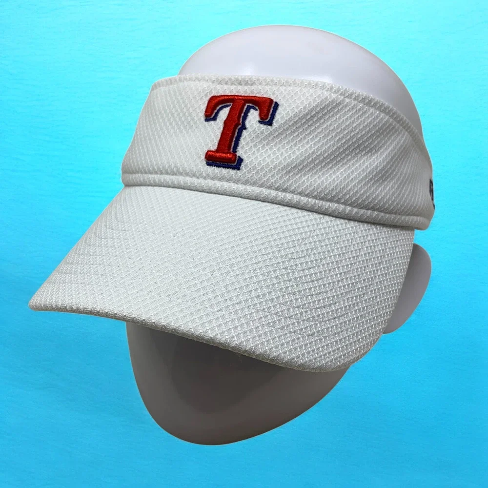Texas Rangers Sun Visor Hat New Era White Pique O/S Baseball MLB Adjustable